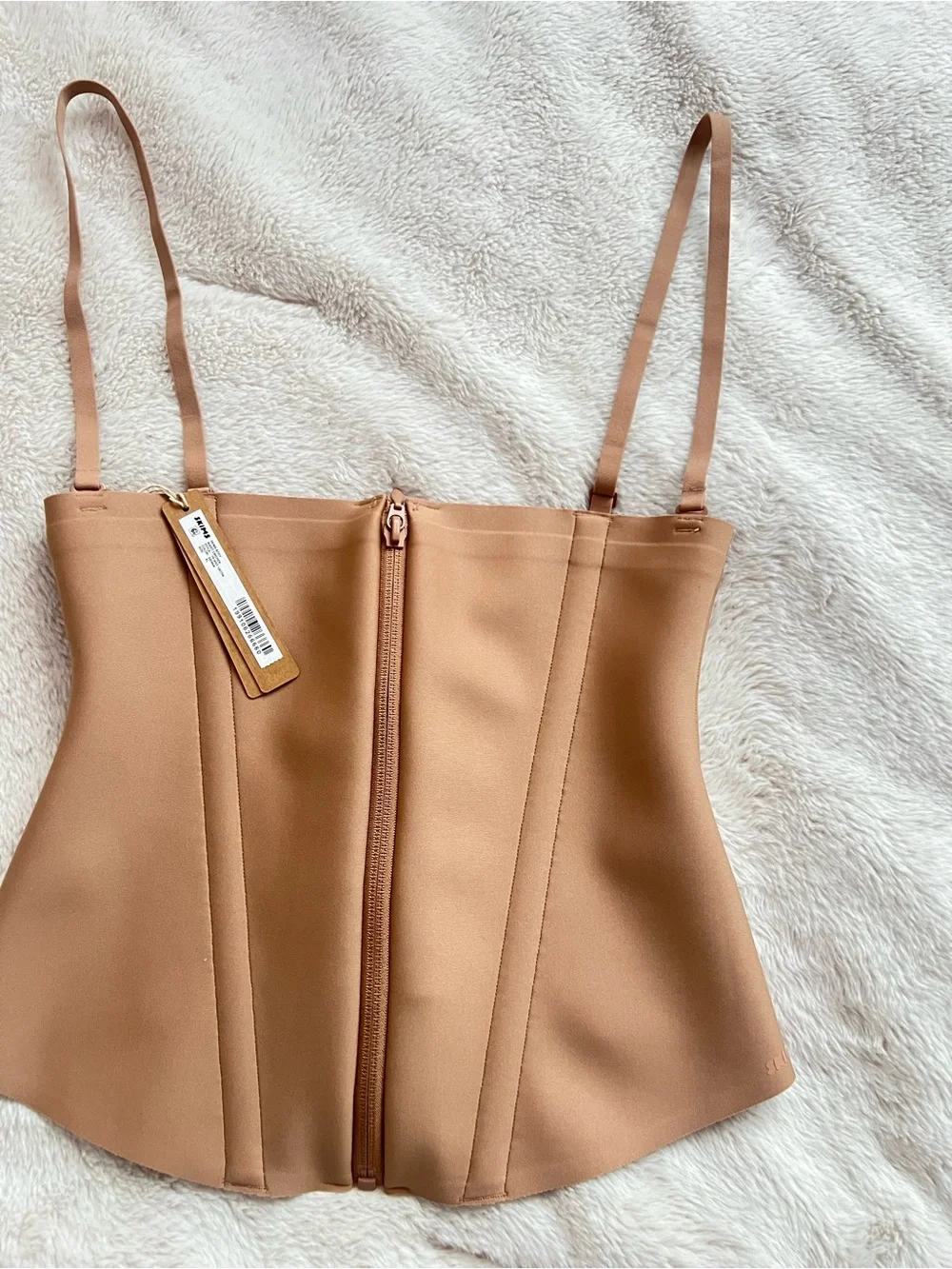SKIMS Tan Sculpted Front-Zip Camisole